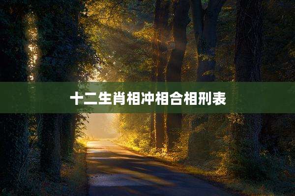 十二生肖相冲相合相刑表