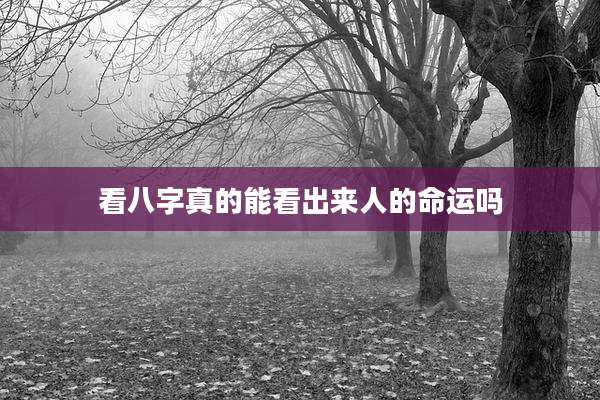 看八字真的能看出来人的命运吗