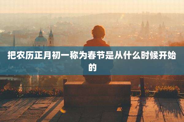 把农历正月初一称为春节是从什么时候开始的