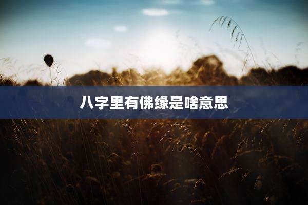 八字里有佛缘是啥意思
