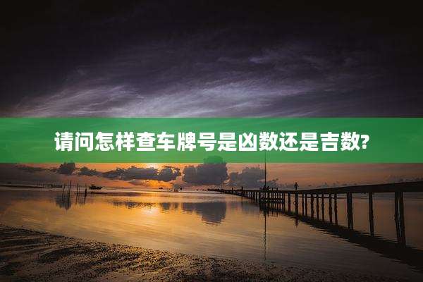 请问怎样查车牌号是凶数还是吉数?