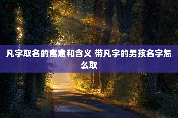 凡字取名的寓意和含义 带凡字的男孩名字怎么取