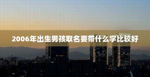 2006年出生男孩取名要带什么字比较好