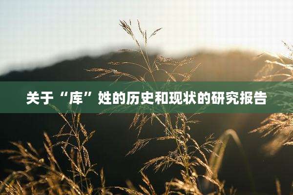 关于“库”姓的历史和现状的研究报告