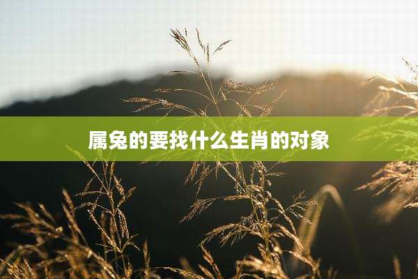 属兔的要找什么生肖的对象