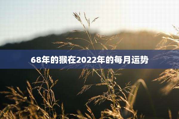 68年的猴在2022年的每月运势
