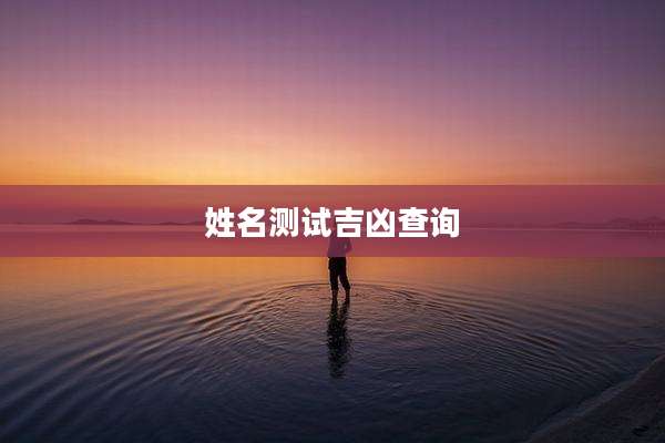 姓名测试吉凶查询
