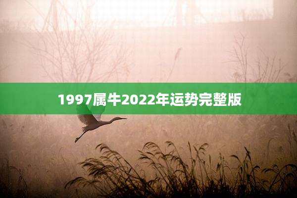 1997属牛2022年运势完整版