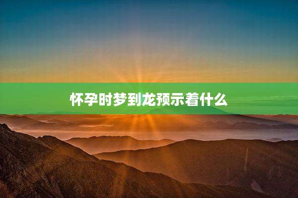 怀孕时梦到龙预示着什么