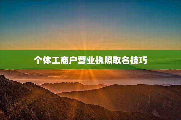 个体工商户营业执照取名技巧