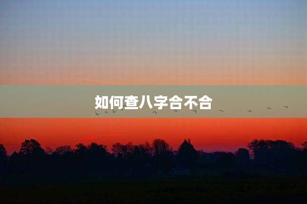 如何查八字合不合