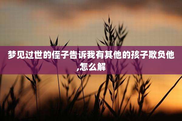 梦见过世的侄子告诉我有其他的孩子欺负他,怎么解