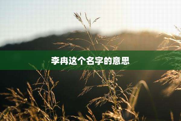 李冉这个名字的意思