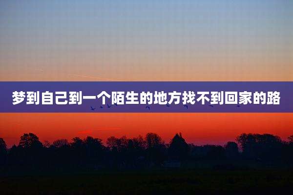 梦到自己到一个陌生的地方找不到回家的路