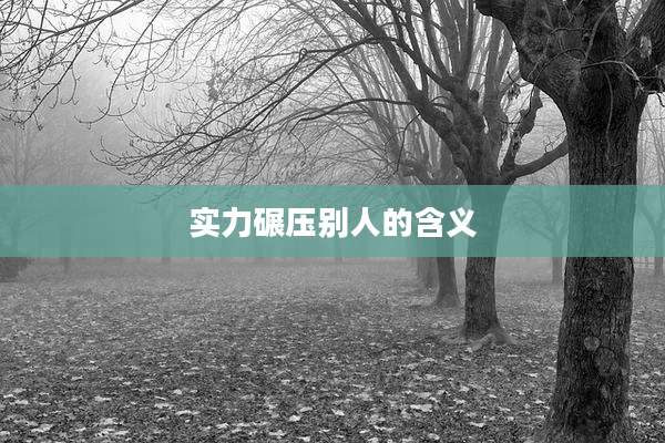 实力碾压别人的含义