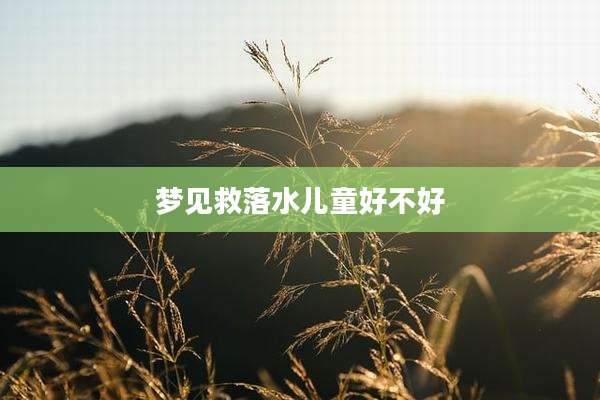 梦见救落水儿童好不好