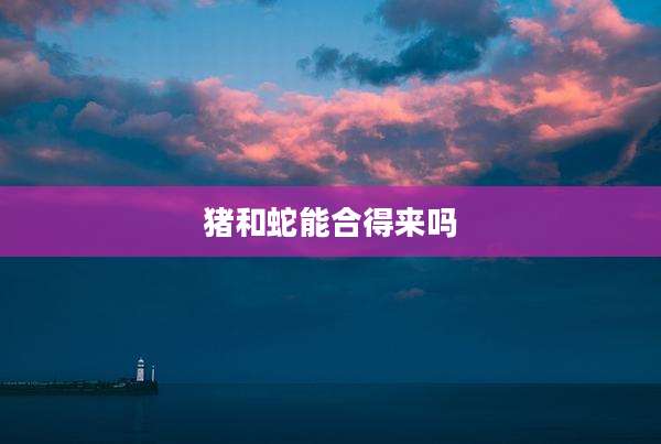 猪和蛇能合得来吗