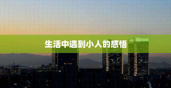 生活中遇到小人的感悟
