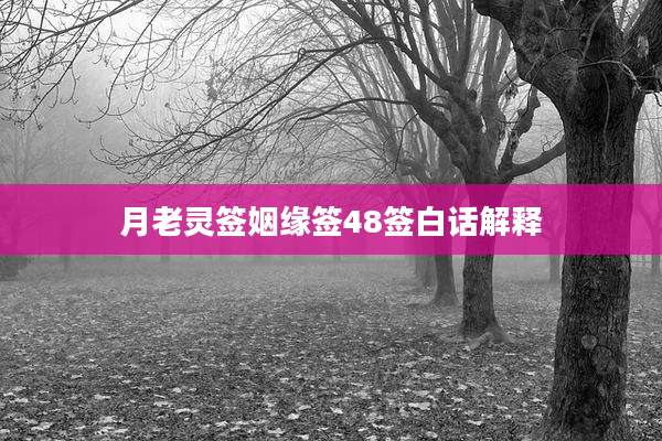月老灵签姻缘签48签白话解释