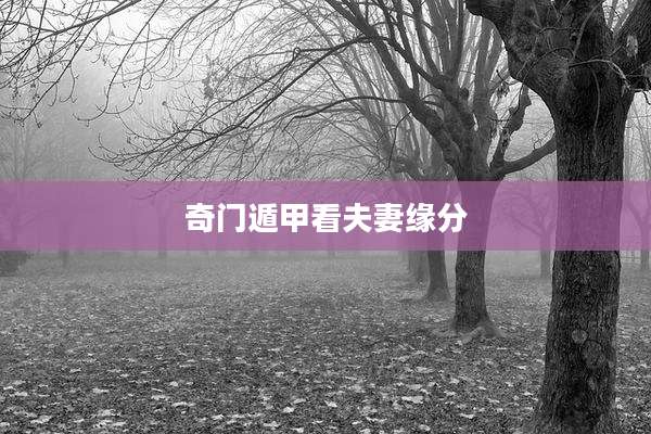 奇门遁甲看夫妻缘分