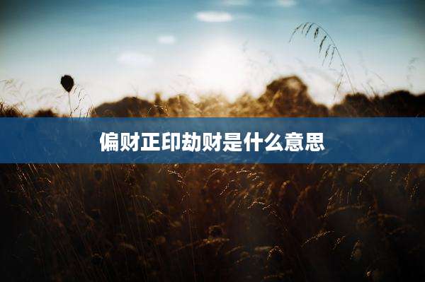 偏财正印劫财是什么意思