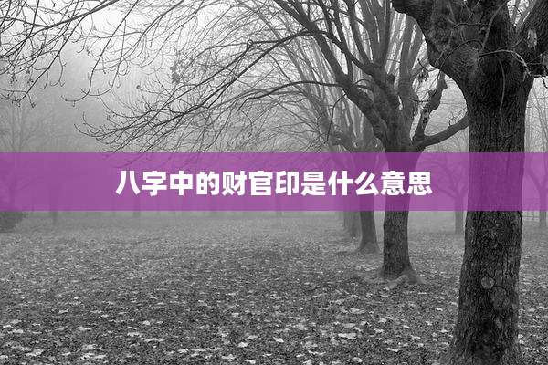 八字中的财官印是什么意思