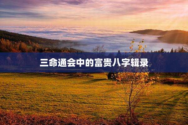 三命通会中的富贵八字辑录
