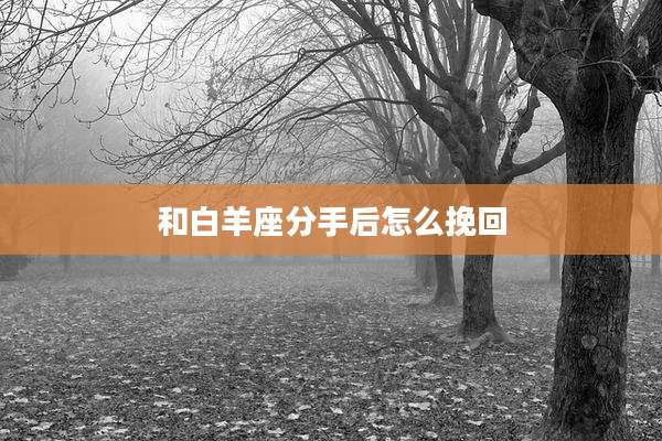 和白羊座分手后怎么挽回