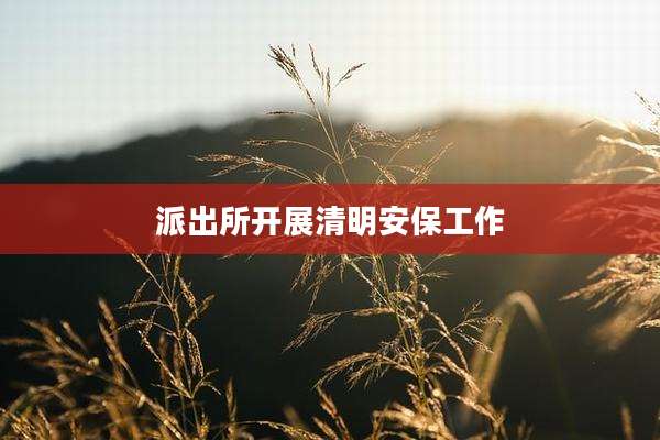 派出所开展清明安保工作