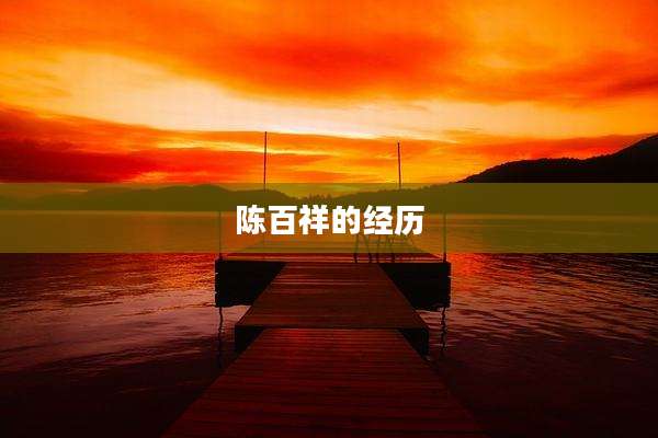陈百祥的经历