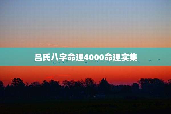 吕氏八字命理4000命理实集