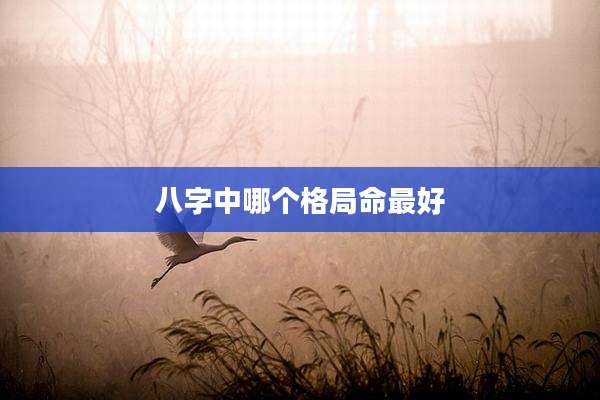 八字中哪个格局命最好