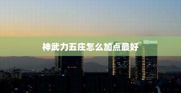 神武力五庄怎么加点最好