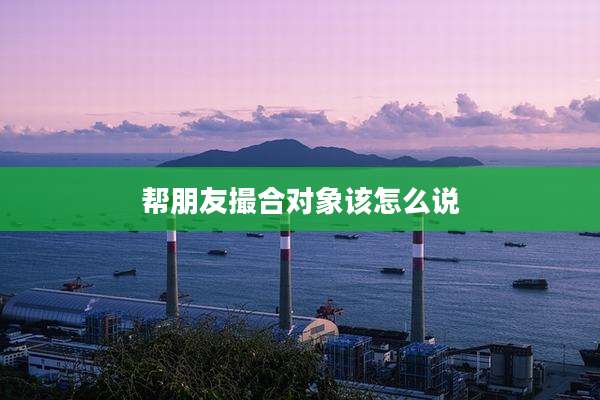 帮朋友撮合对象该怎么说