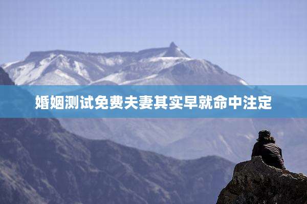 婚姻测试免费夫妻其实早就命中注定