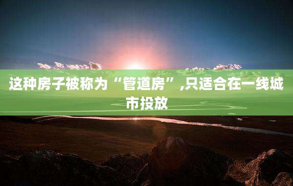 这种房子被称为“管道房”,只适合在一线城市投放