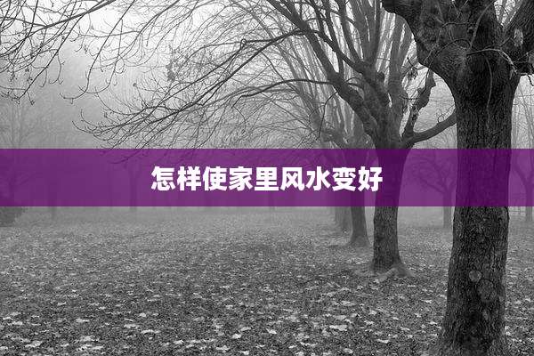 怎样使家里风水变好
