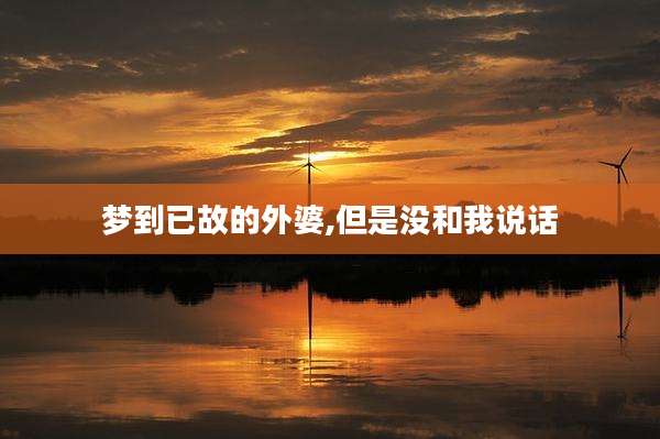 梦到已故的外婆,但是没和我说话