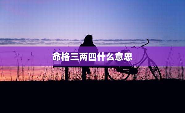 命格三两四什么意思