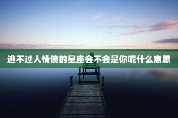 逃不过人情债的星座会不会是你呢什么意思