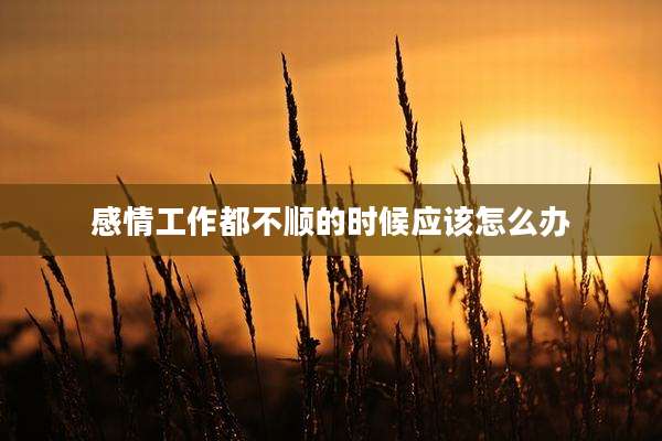 感情工作都不顺的时候应该怎么办
