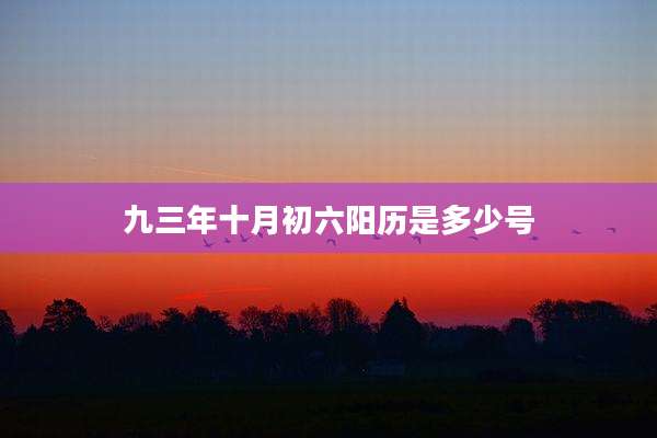 九三年十月初六阳历是多少号