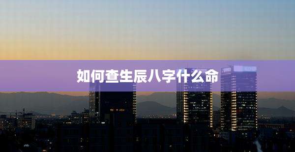 如何查生辰八字什么命