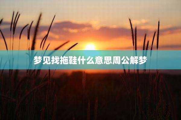梦见找拖鞋什么意思周公解梦