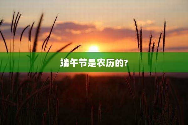 端午节是农历的?