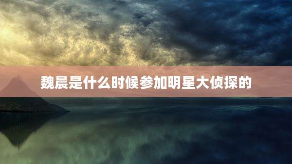 魏晨是什么时候参加明星大侦探的