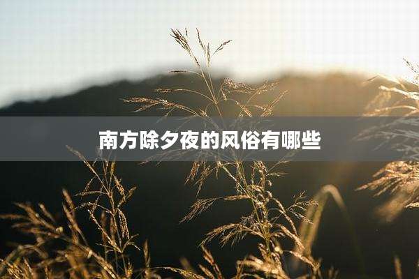 南方除夕夜的风俗有哪些