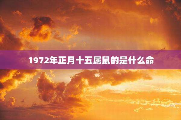 1972年正月十五属鼠的是什么命