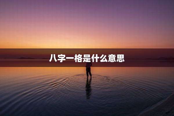 八字一格是什么意思