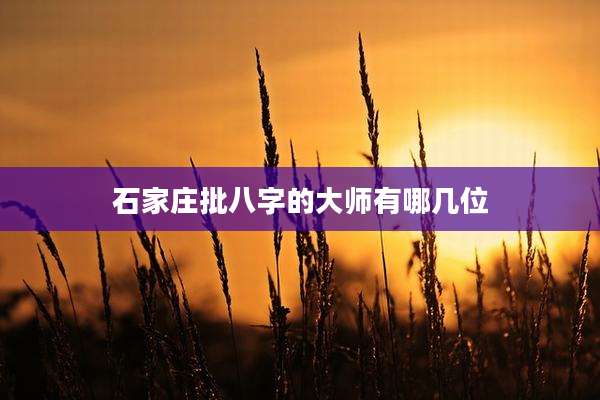 石家庄批八字的大师有哪几位